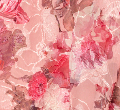 Flutter Sleeve Floral Print Embroidered Wrap Maxi Dress In Blush Multi