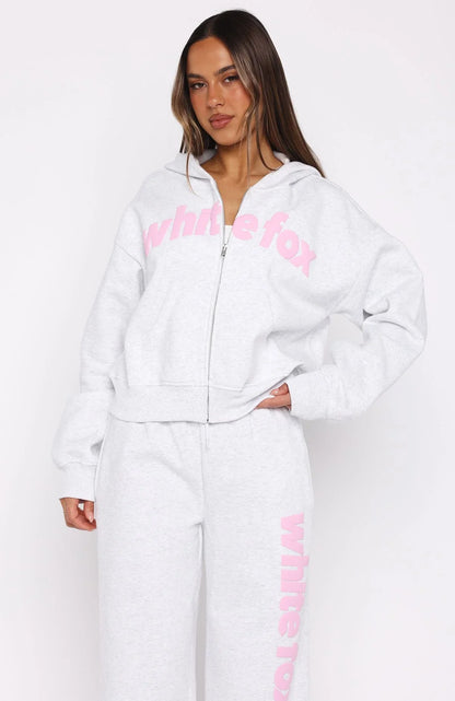From The Archives Kenzie Boxy Zip Front Hoodie Grey Marle