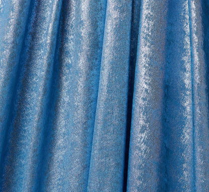 Strapless Foil Chiffon Trapeze Gown In Azure Blue