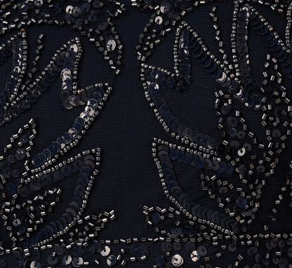 Adrianna Papell Hand-Beaded Sleeveless Slim Column Gown In Midnight