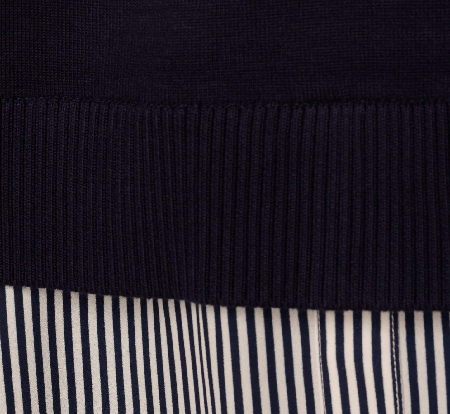 Long Sleeve Collared Printed Twover Sweater In Navy W  Navy Small Stripe