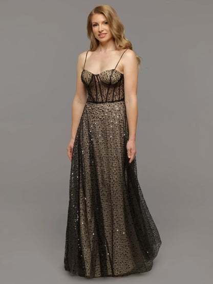 BEADED LACE AND TULLE A LINE WEDDING DRESS