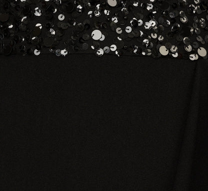 Strapless Sequin Ruffle Combo Gown In Black