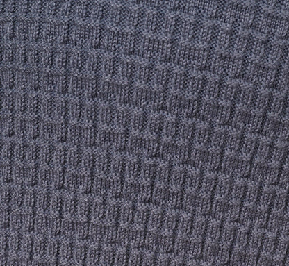 Three Quarter Sleeve Waffle Knit Short Dress In Dusty Blue