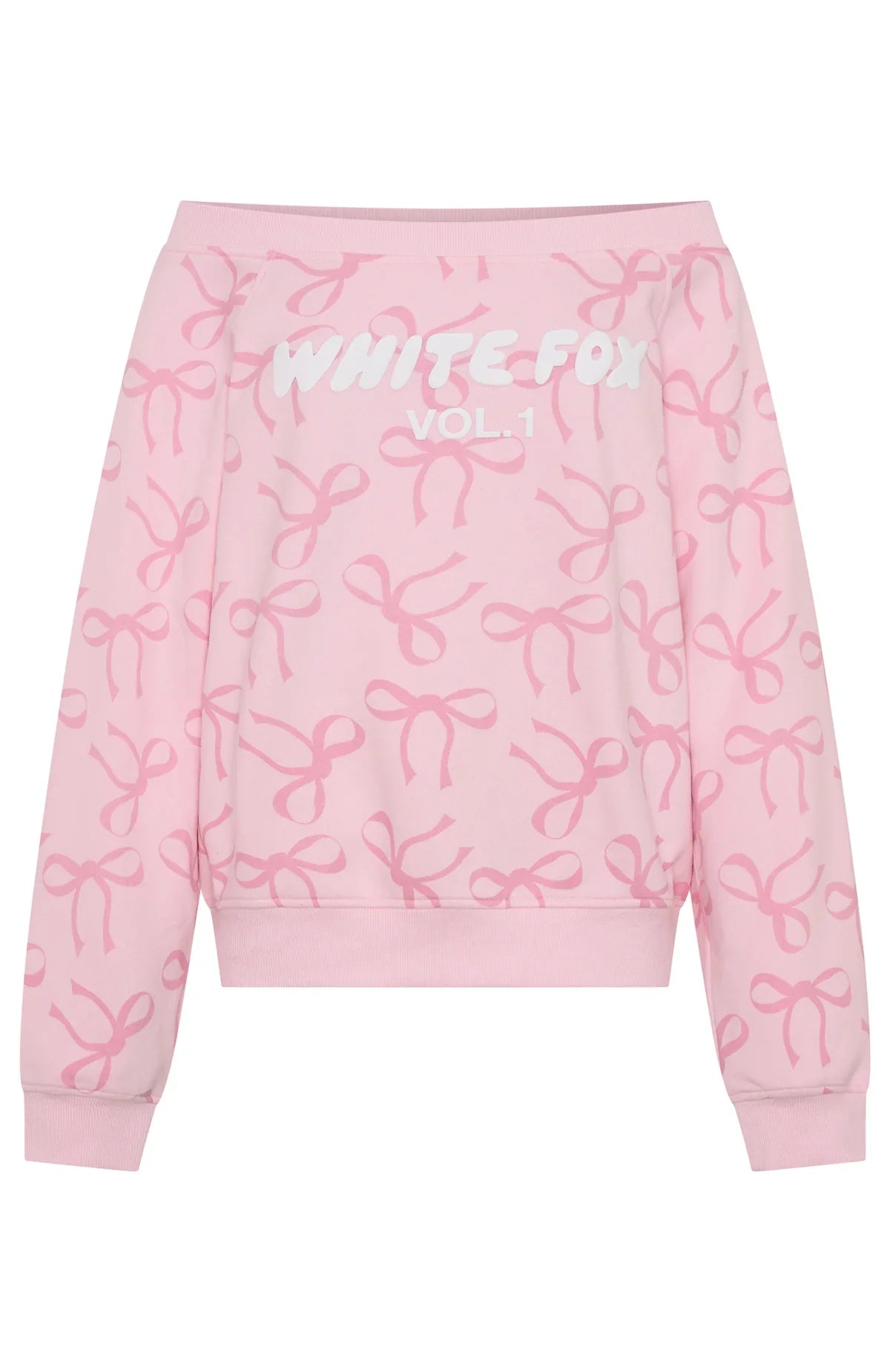 Vol. 1 Off Shoulder Printed Sweater Posy Bow