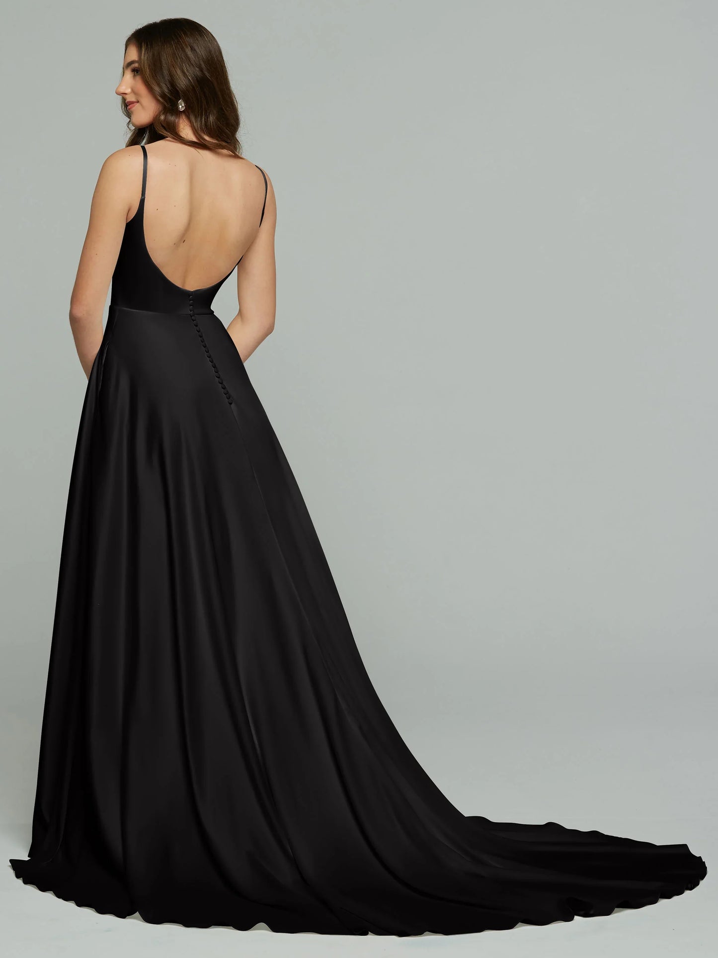 STRETCH SATIN A LINE WEDDING DRESS WITH SCOOP NECKLINE