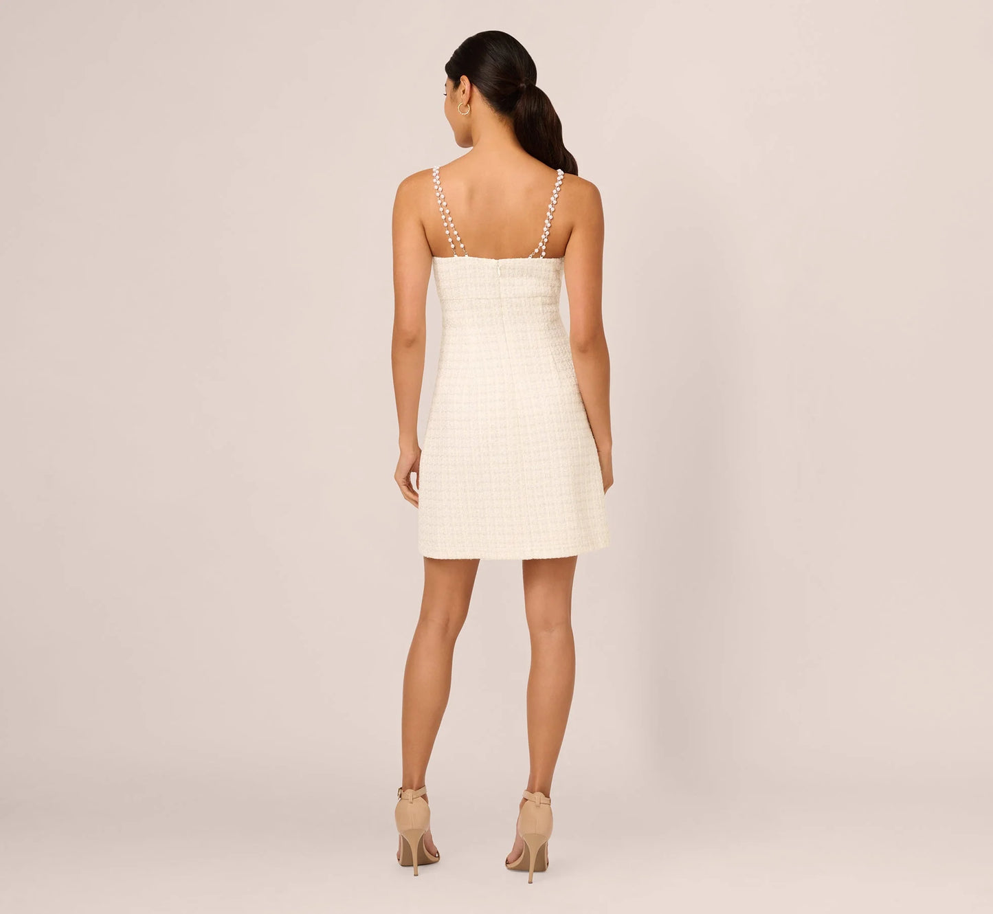 Tweed Pearl Short Dress In Ivory