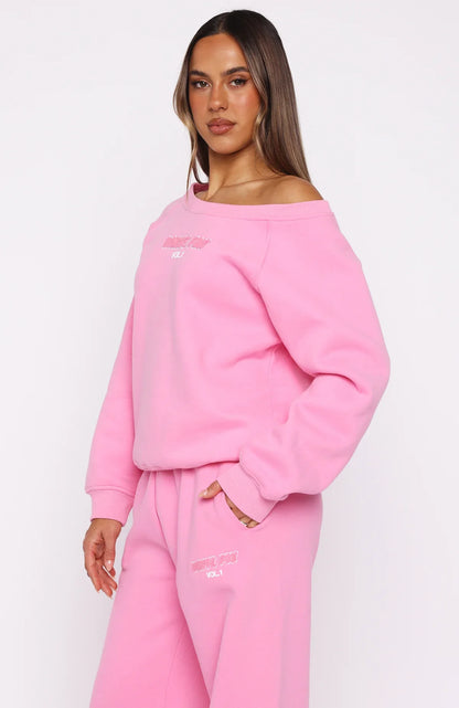 Vol. 1 Off Shoulder Sweater Bubblegum