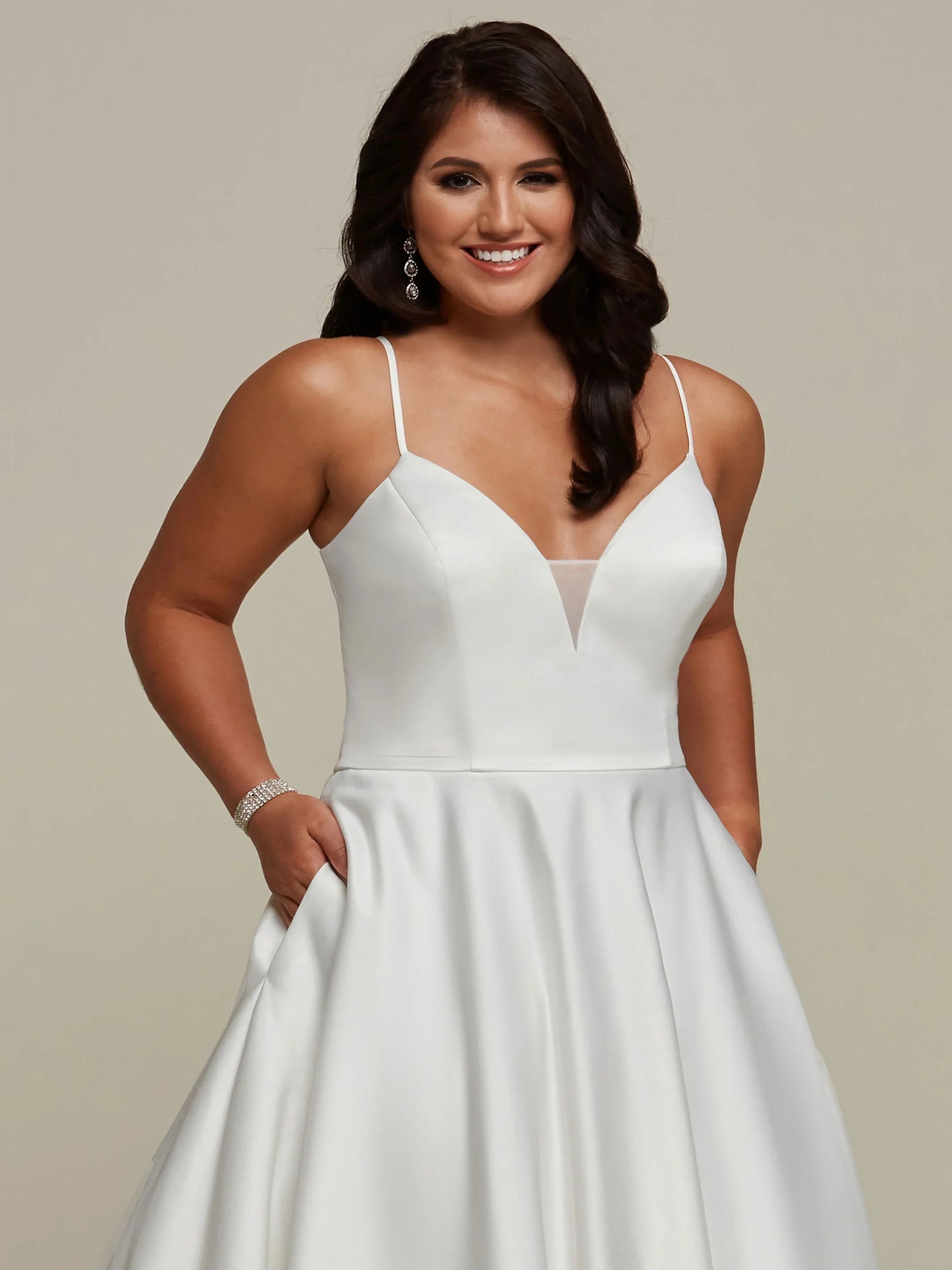 SATIN BALL GOWN WITH SPAGHETTI STRAPS AND SCOOP BACK