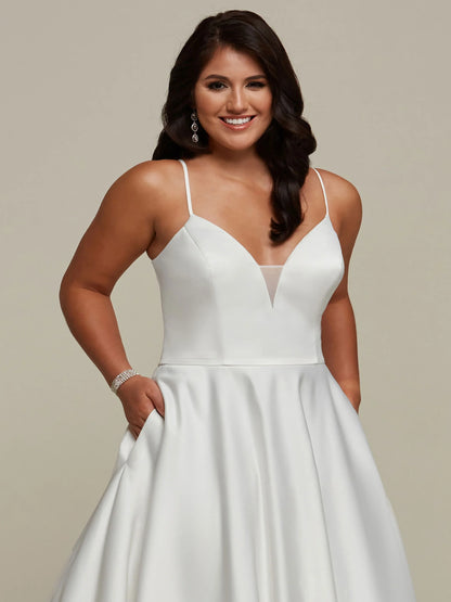 SATIN BALL GOWN WITH SPAGHETTI STRAPS AND SCOOP BACK