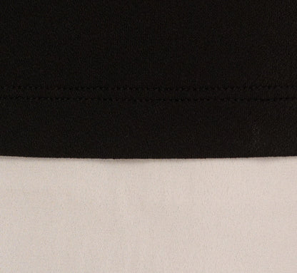 Long Sleeve Petal Collar Twofer Sweater In Black Ivory