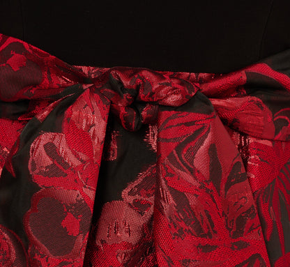 Combo Floral Jacquard Dress In Black Red