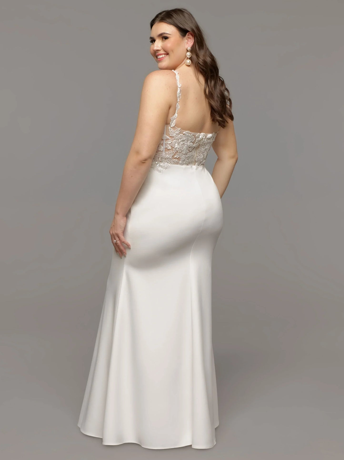 FIT AND FLARE WEDDING DRESS WITH ILLUSION BODICE