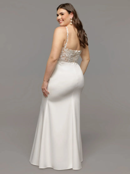FIT AND FLARE WEDDING DRESS WITH ILLUSION BODICE