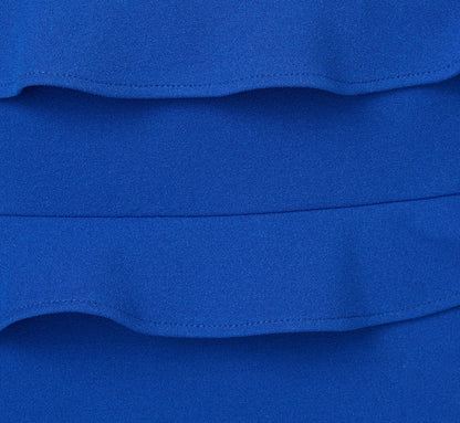 Sleeveless Crepe Flounce Midi Dress In True Blue