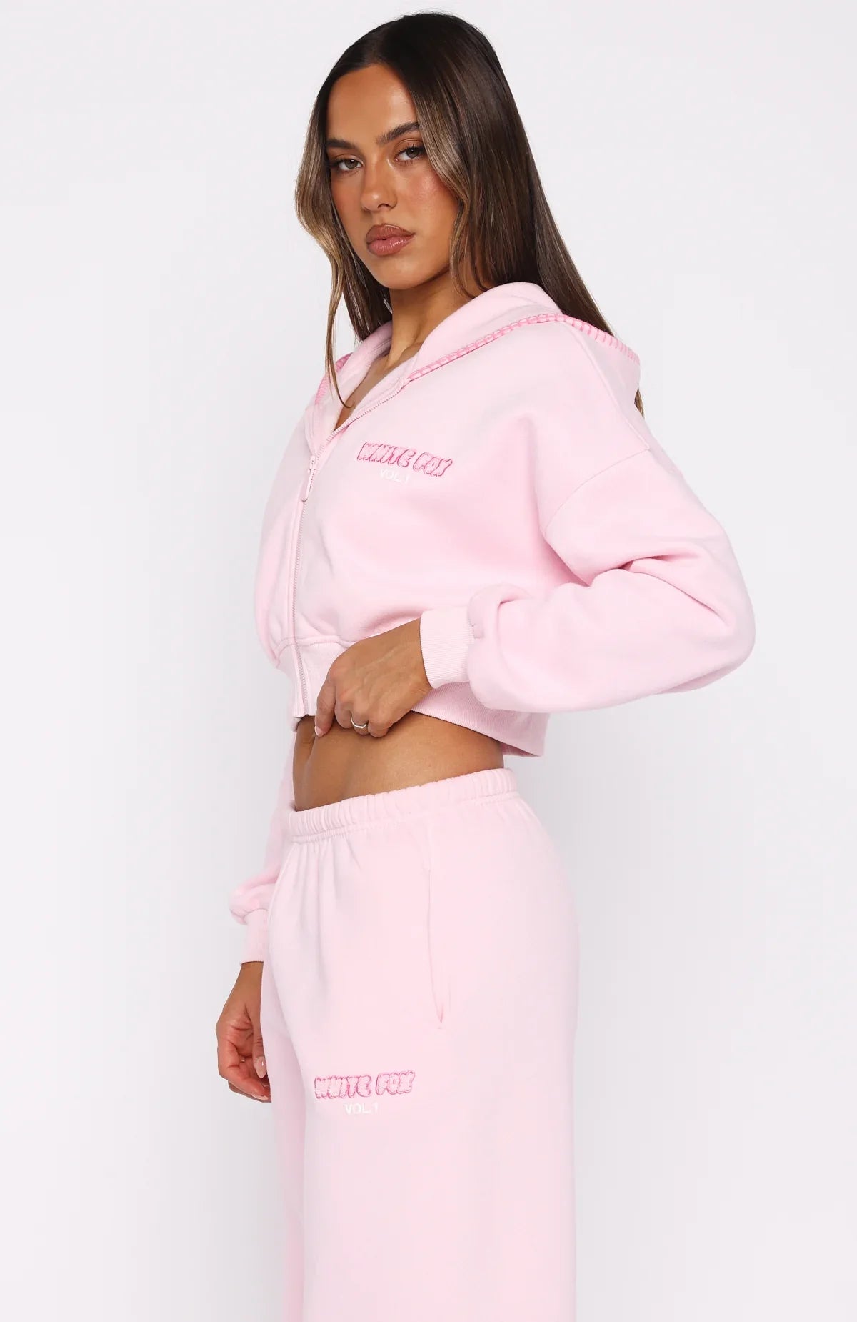Vol. 1 Cropped Zip Front Hoodie Posy