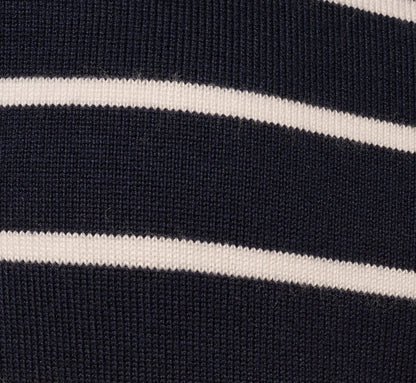 Long Sleeve Sailor Collar Pullover Sweater In Navy Ivory