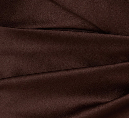 Satin Crepe Three Quarter Sleeve Jumpsuit With Buckle Waist In Dark Brown