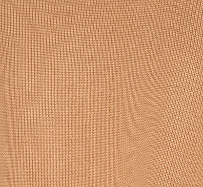 Long Sleeve Drop Shoulder Twofer Sweater In Golden Camel Ivory