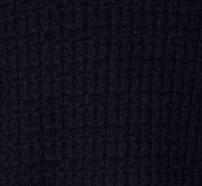 Short Sleeve Waffle Weave Polo Shirt In Navy