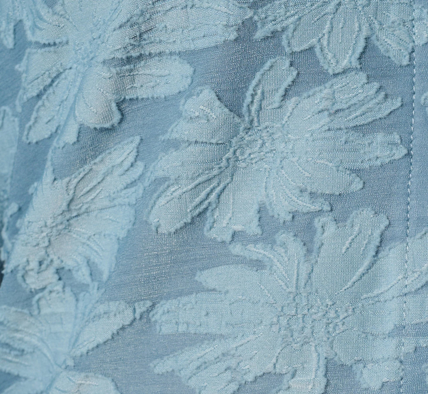 Long Sleeve Semisheer Burnout Floral Blouse In Stone Blue