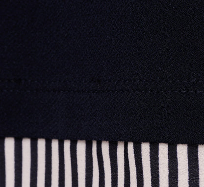 Three Quarter Sleeve Sweater With Button Down Accents In Navy W  Navy Ivry Small Stripe