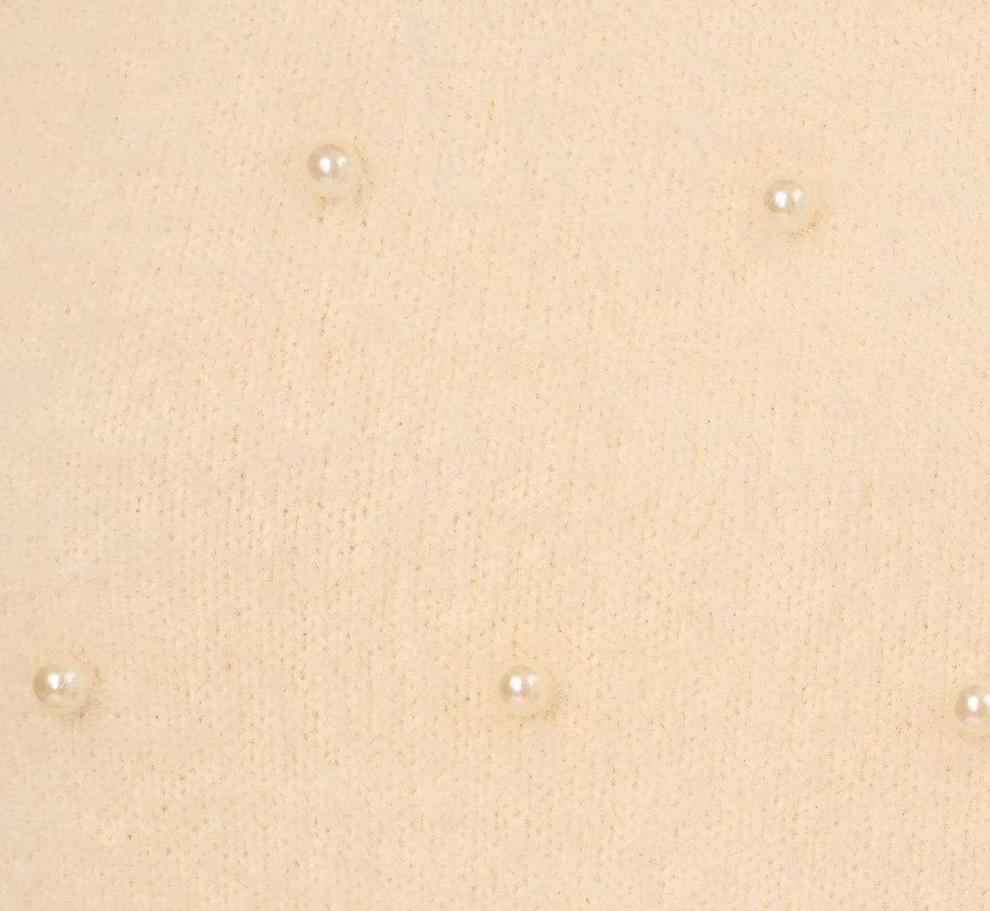 Short Sleeve Pearly Fuzzy Sweater In Cream