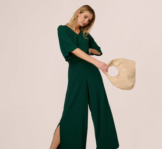 Short Sleeve Top And Wide Leg Pant Airflow Set In Botanical Garden