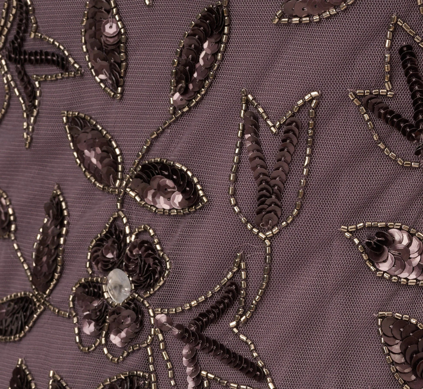 Hand Beaded Short Sleeve Floral Godet Gown In Moonscape
