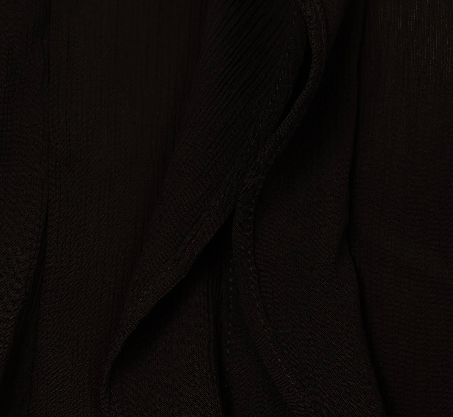 Long Sleeve Sheer Ruffle Front Blouse In Black