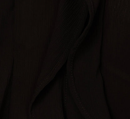 Long Sleeve Sheer Ruffle Front Blouse In Black