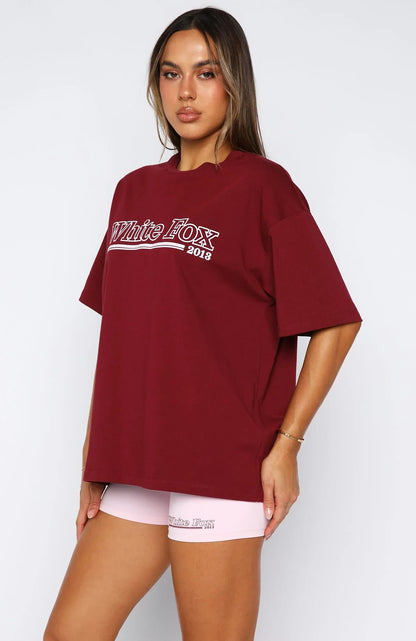 No Hesitation Oversized Tee Burgundy