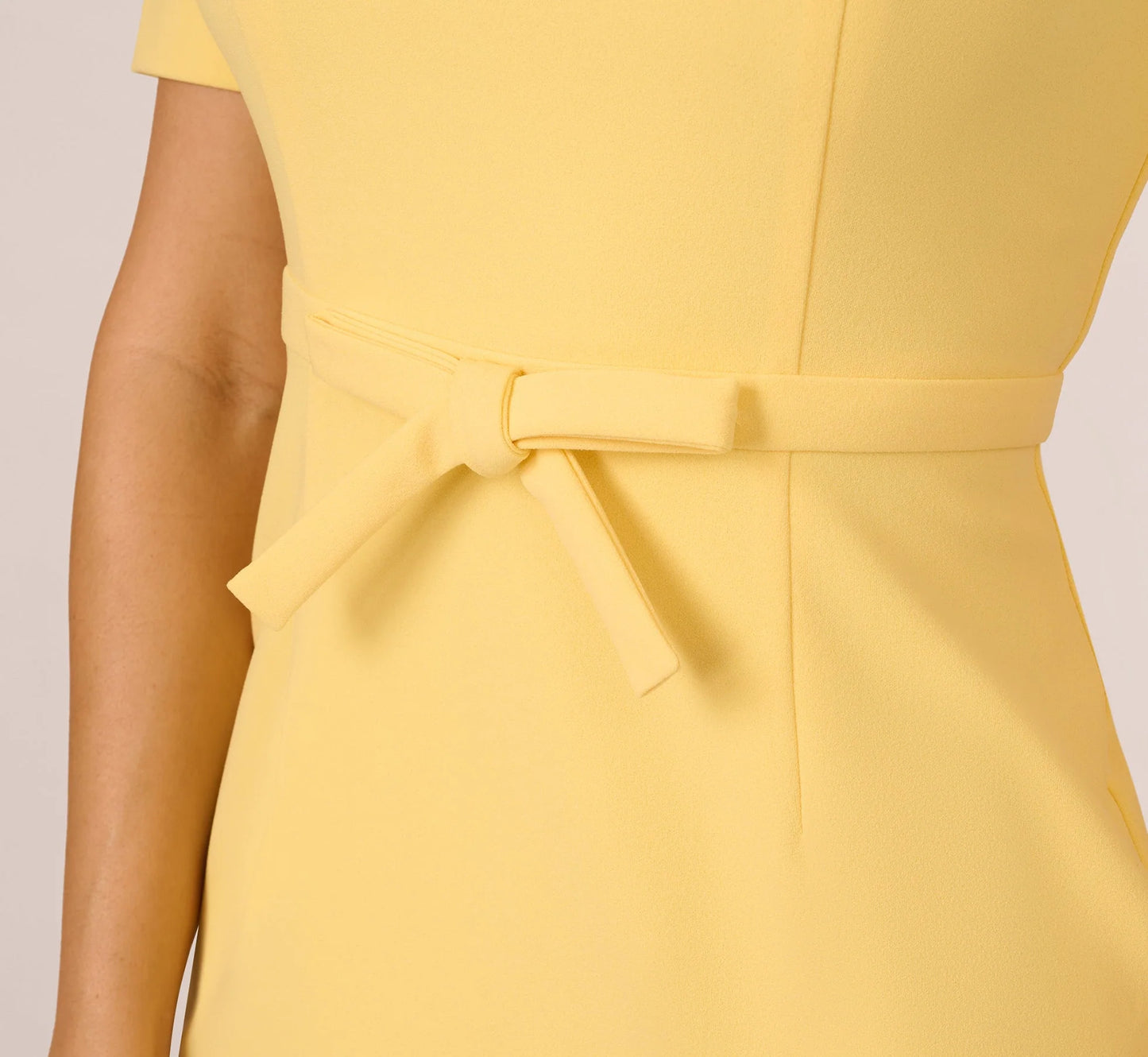 Short Sleeve Bow Waist Sheath Dress In Warm Sun