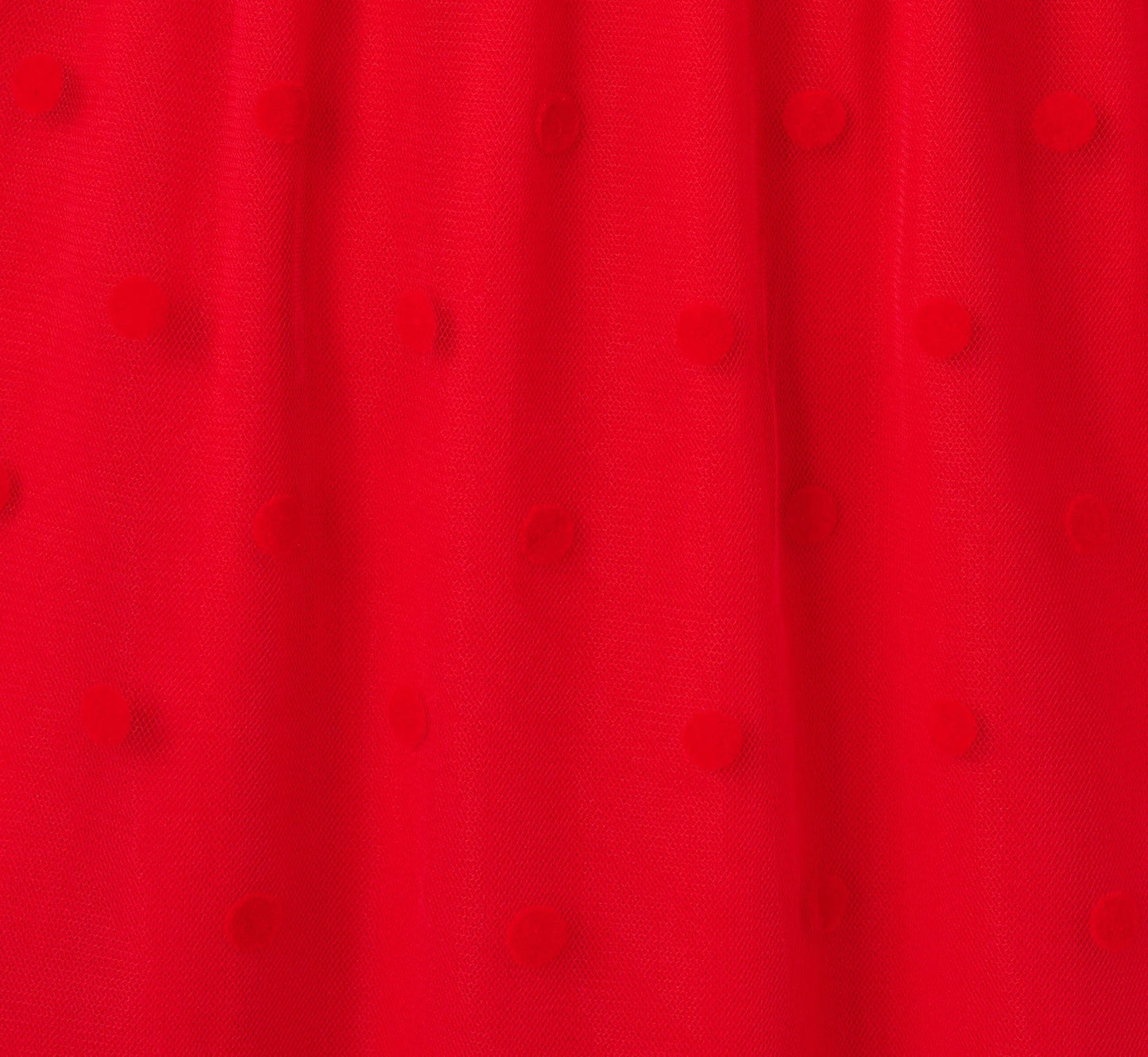 Dot Tulle Ruffle Dress In Red