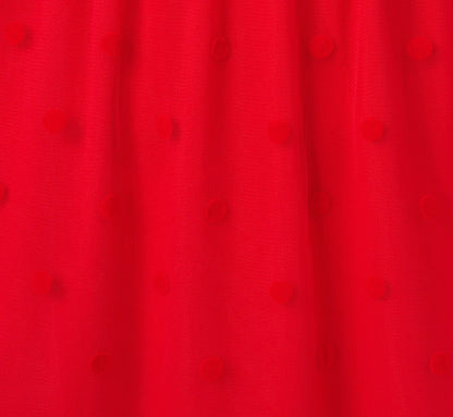 Dot Tulle Ruffle Dress In Red