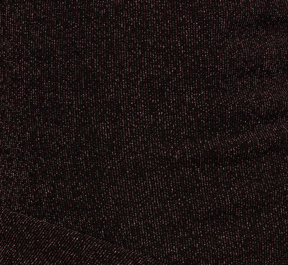 Off Shoulder Long Sleeve Metallic Knit Maxi Dress In Chocolate