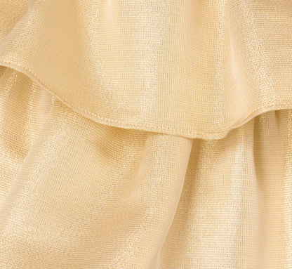 Metallic Jacquard Flounce Mini Dress In Light Gold