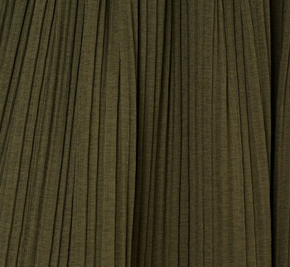 Micropleated Printed A Line Midi Skirt In Olivine