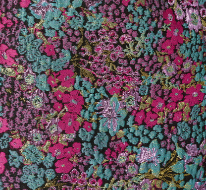 Strapless Metallic Floral Jacquard Mini Dress In Pink Blue Multi