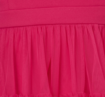 Plus Size Sleeveless Midi Dress With Square Neck And Tiered Skirt In Bright Rose