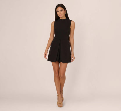 Sleeveless Romper With Peplum Hem In Black